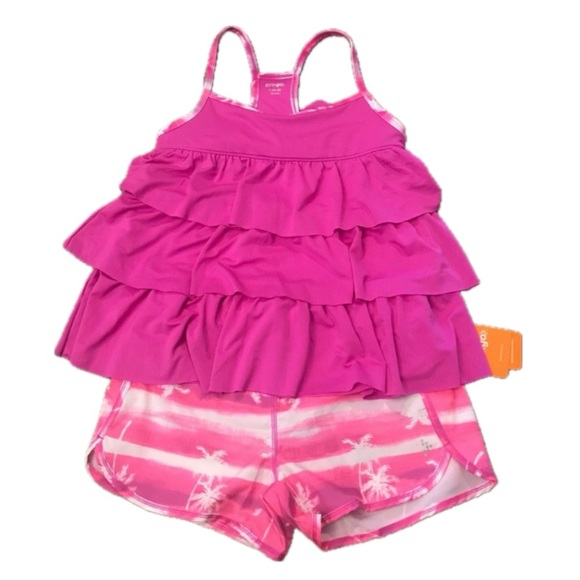 NWT Gymboree shorts tank outfit pink white palm trees Gymgo athletic L 10 12 NEW - Picture 1 of 14